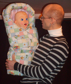 Dominique Lapinos from Belgium with his crybaby.